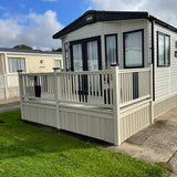 An example of a fully installed 12' x 6' end patio in the cream colour