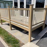 An example of a fully installed 12' x 6' end patio in the biscuit colour